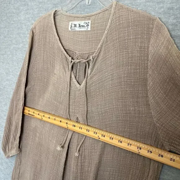 M. Rena Boho Lagenlook Gauze Tunic Womens Medium Beachy Artsy Breezy Made in USA - Picture 10 of 13